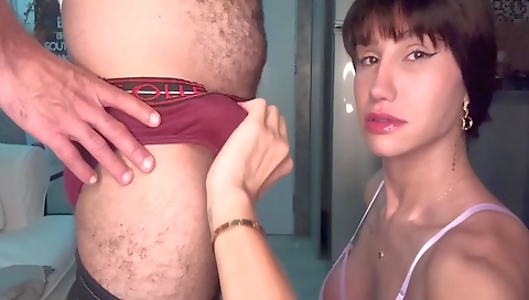 Big cock creampie with a slutty shemale in her ass