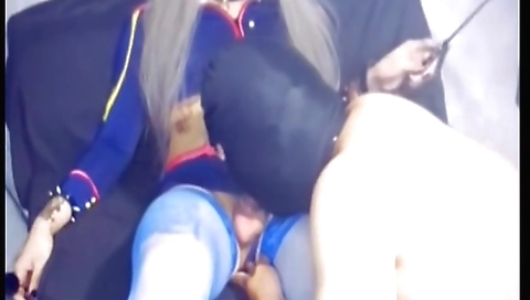 Asian shemale shows off her cute body and fucks a masked boy