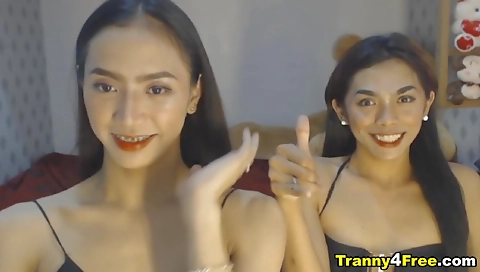 Busty asian babes are double bonked with huge dicks