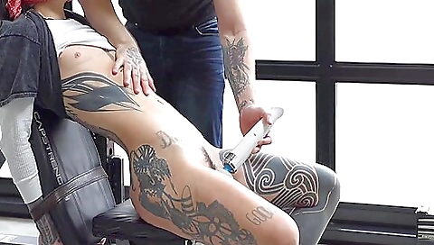 Tattooed dude fucked on his friend until he's got a load inside