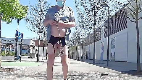 Sexy mature with a sexy body stripping naked outdoors