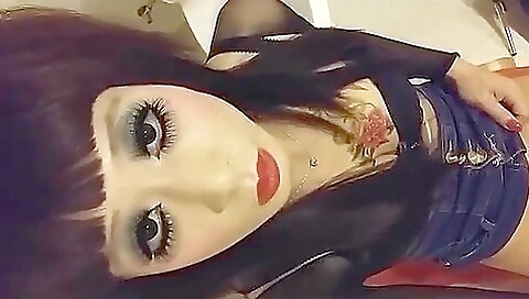 Leather box for a tattooed brunette doll getting fucked