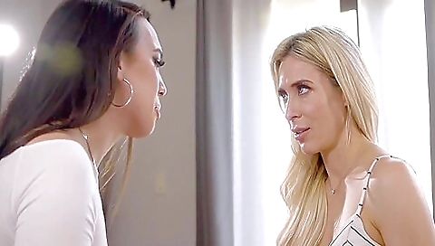 Asian brunette blonde gets a facial and a cum shot on her lips